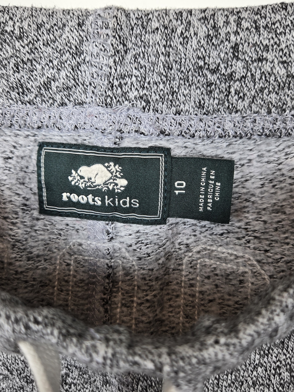 Roots Kids Size 10 Salt Pepper Grey Sweatpants Beaver Logo Joggers - Picture 7 of 8